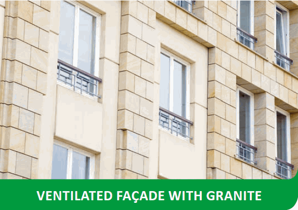 SHERA Board for ventilated facade with granite