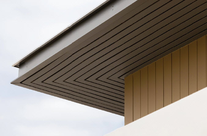 SHERA Strip as decorative roof soffit underlay