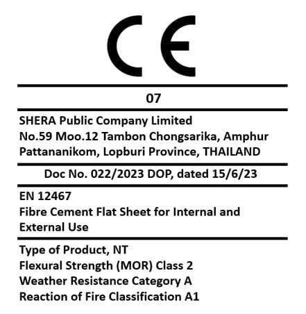 SHERA fibre cement building materials are CE marked and comply to international standards