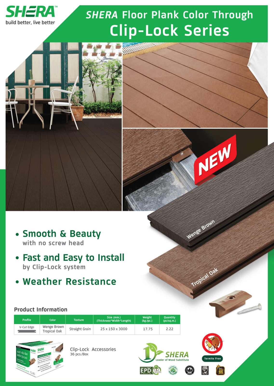 SHERA Clip Lock fire resistant decking now comes in colour through colours