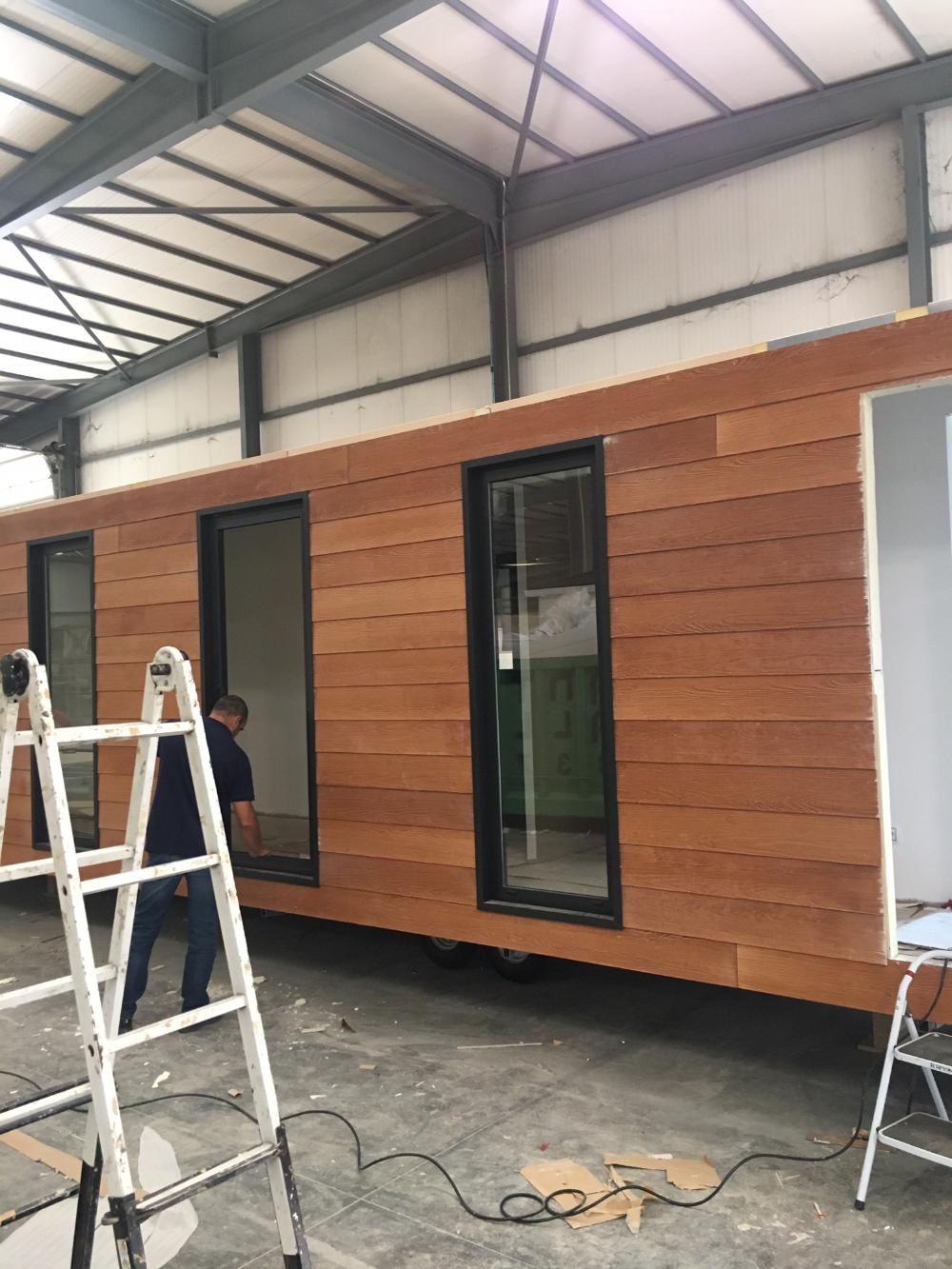 SHERA Plank external siding on prefab housing