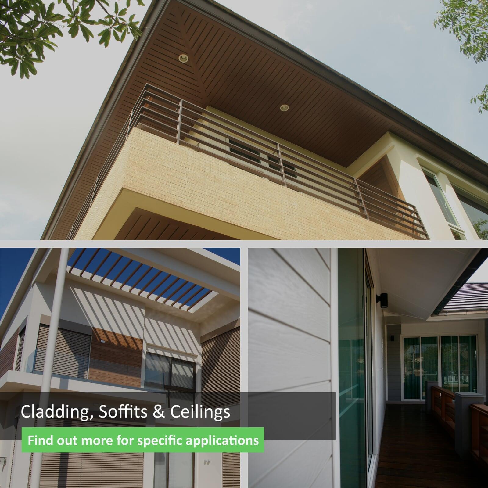 SHERA fibre cement planks, stripe, soffits and ceiling boards for cladding, soffits and ceiling applications