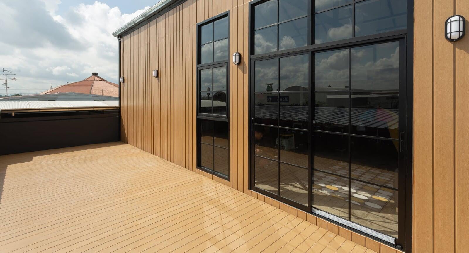 SHERA fibre cement decking is a fire resistant decking plank